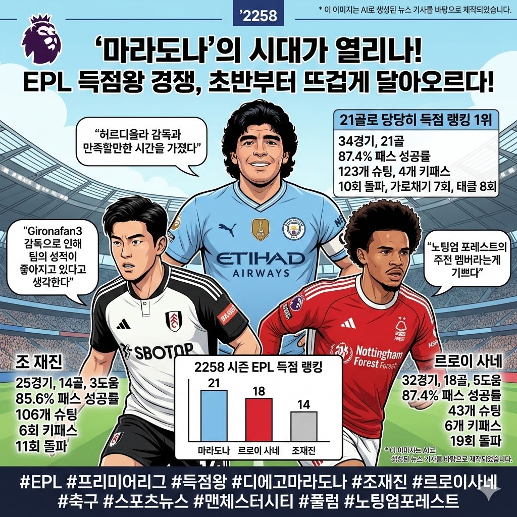 마라도나 득점 1위 질주 조재진 사네 맹추격마라도나